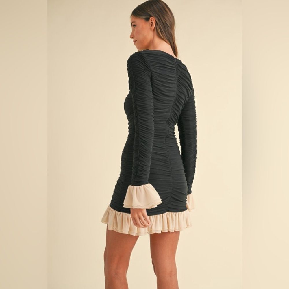 943. RUCHED MINI DRESS WITH RUFFLE DETAIL - Picture 4 of 10